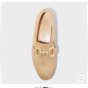 A new day carolyn Tan beige Loafers with Gold Buckle